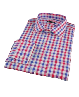 Red and Blue Large Gingham Custom Dress Shirt 