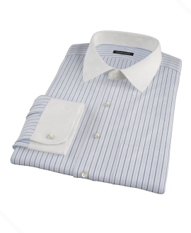 Chambers Wrinkle-Resistant Navy Light Blue Stripe Fitted Shirt 