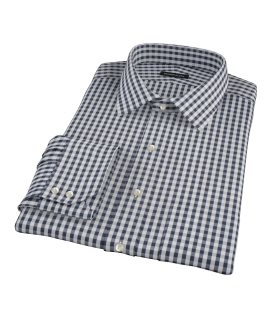 Dark Navy Gingham Custom Dress Shirt 
