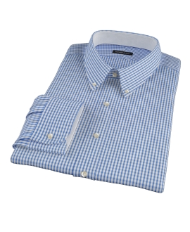 Blue Wrinkle Resistant Bordered Check Fitted Dress Shirt 