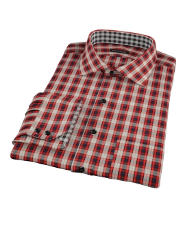 Mandarin Orange Plaid Fitted Shirt 