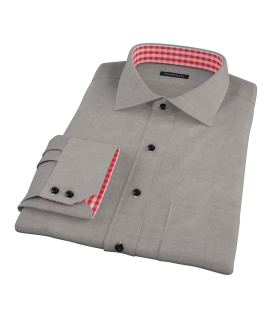 Black Heavy Oxford Cloth Fitted Dress Shirt 
