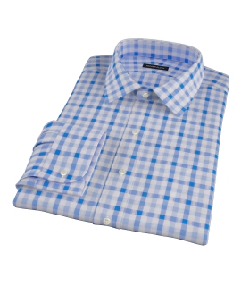 Light Blue and Blue Gingham Men's Dress Shirt 