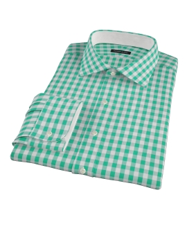 Green Large Gingham Fitted Dress Shirt 