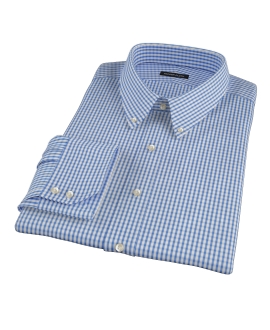 Blue Wrinkle Resistant Bordered Check Custom Dress Shirt 