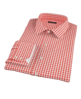 Red Gingham Fitted Dress Shirt 