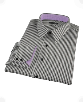 Small Black Gingham Fitted Dress Shirt 