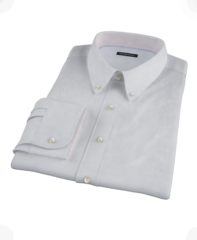 Light Blue Mini Grid Fitted Dress Shirt 