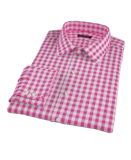 Pink Large Gingham Men's Dress Shirt 
