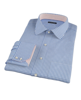 Blue Wrinkle Resistant Bordered Check Men's Dress Shirt 