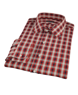 Mandarin Orange Plaid Dress Shirt 