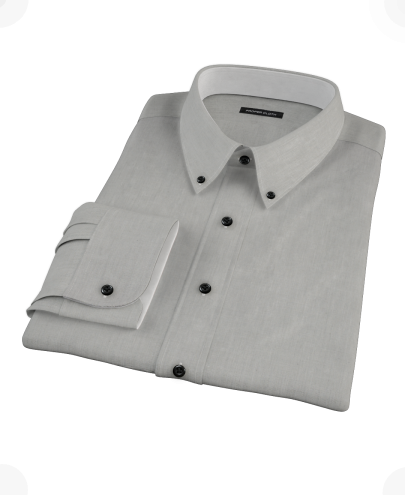 Charcoal End-on-End Fitted Dress Shirt 