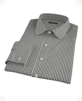 Small Black Gingham Fitted Dress Shirt 
