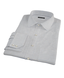 Coffee & Blue Check Fitted Shirt 