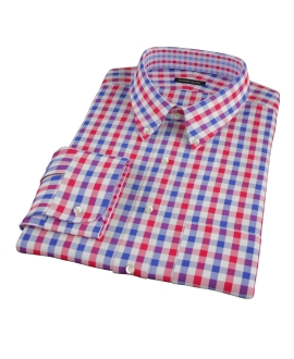 Red and Blue Large Gingham Custom Dress Shirt 