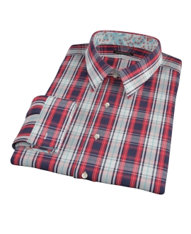 Large Red and Blue Plaid Fitted Dress Shirt 