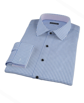 Blue Wrinkle Resistant Bordered Check Custom Made Shirt 