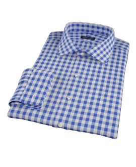 Royal Blue Large Gingham Fitted Dress Shirt 
