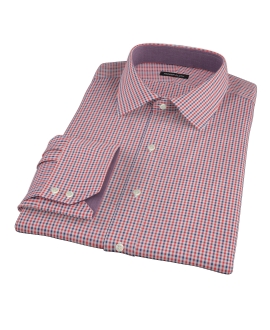 Red and Navy Mini Gingham Custom Dress Shirt 