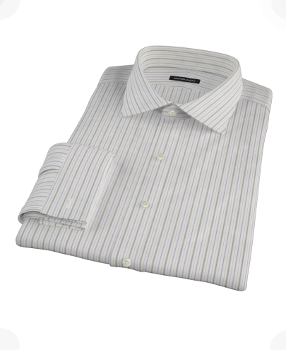 Lavender Charcoal Multi-stripe Fitted Dress Shirt 