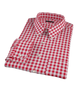 Red Large Gingham Fitted Dress Shirt 