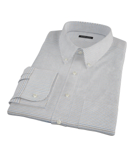 Coffee & Blue Check Men's Dress Shirt 
