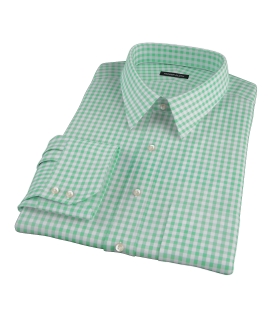 Medium Light Green Gingham Fitted Shirt 