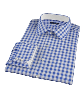 Royal Blue Large Gingham Fitted Dress Shirt 