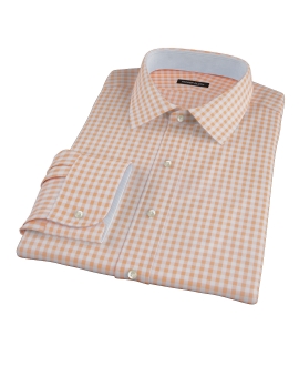 Medium Light Orange Gingham Men's Dress Shirt 