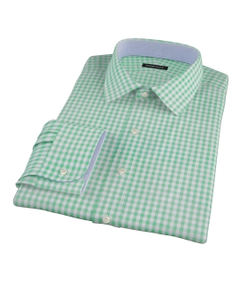 Medium Light Green Gingham Fitted Shirt 