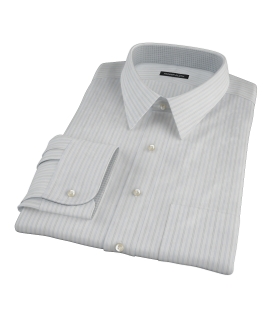 Light Blue Gray Dobby Stripe Fitted Dress Shirt 
