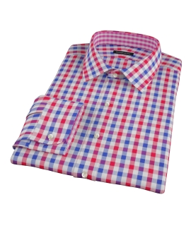 Red and Blue Large Gingham Men's Dress Shirt 