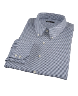 100s Navy Mini Gingham Men's Dress Shirt 