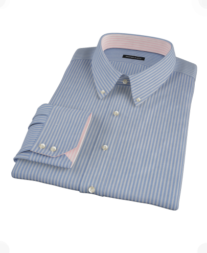French Blue Stripe Fitted Dress Shirt 