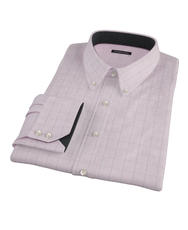 Pink Black Window Grid Fitted Dress Shirt 