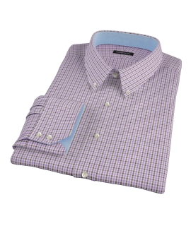Lavender and Brown Mini Gingham Men's Dress Shirt 