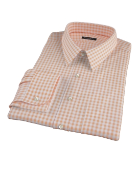 Medium Light Orange Gingham Custom Made Shirt 