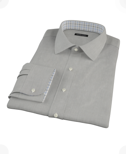 Charcoal End-on-End Fitted Dress Shirt 