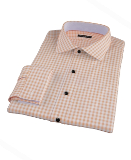 Medium Light Orange Gingham Fitted Shirt 