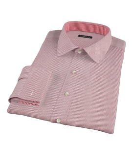 100s Red University Stripe Fitted Shirt 