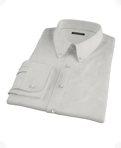 White Heavy Oxford Cloth Fitted Dress Shirt 