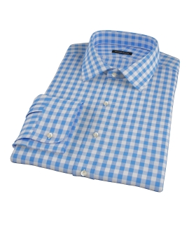 Light Blue Large Gingham Custom Dress Shirt 