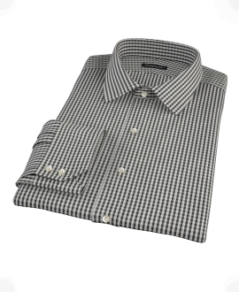 Small Black Gingham Fitted Dress Shirt 