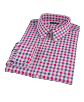 Red and Navy Multi Gingham Fitted Shirt 