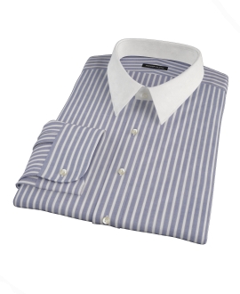 Navy Stripe Fitted Dress Shirt 