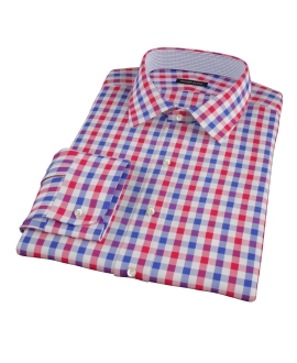 Red and Blue Large Gingham Men's Dress Shirt 