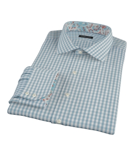 Slate Blue Gingham Fitted Shirt 