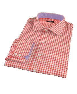Red Gingham Fitted Dress Shirt 