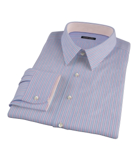 Light Blue and Pink Multi-Stripe Fitted Dress Shirt 