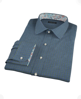 Navy Yellow Tartan Dress Shirt 
